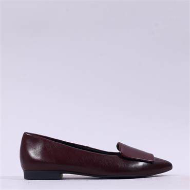 Paul Green Slip On Square Detail Loafer - Wine Leather